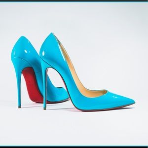 So Kate, blue, patent leather